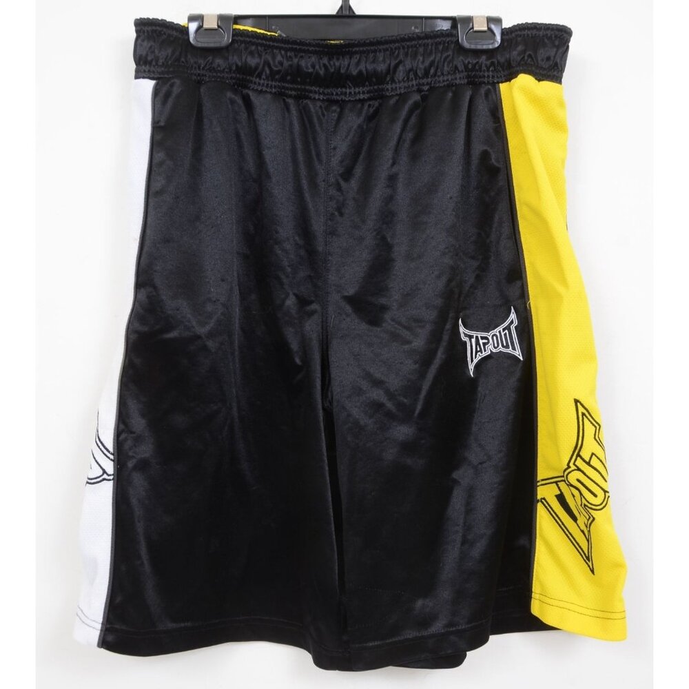 Vintage Y2K Tapout 23" Shorts Mens Medium Pull-on‎ Black Yellow Boxing Fighting